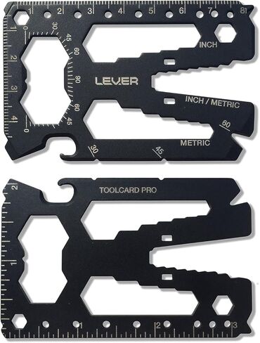 Lever Gear Toolcard Pro - أداة متعددة لبطاقات الائتمان 40 في 1. بطاقة أداة محفظة بطاقات البقاء رفيعة وبسيطة. أداة جيب للبطاقات متعددة الأدوات معتمدة من إدارة أمن المواصلات الأمريكية. (فضة) in Kuwait