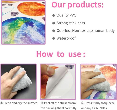 Space Wall Decals,Space Wall Stickers Planets Astronaut Rocket Spacecraft Alien Galaxy Wall Decals Solar System Stickers Outer Space Room Decor for Kids Boys Girls Toddler Nursery Bedroom Decor in Kuwait