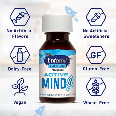 Enfamil Fer-In-Sol Iron Supplement Drops for Infants & Toddlers, Supports Brain Development, 50 mL Dropper Bottle, Pack of 2 in Saudi Arabia