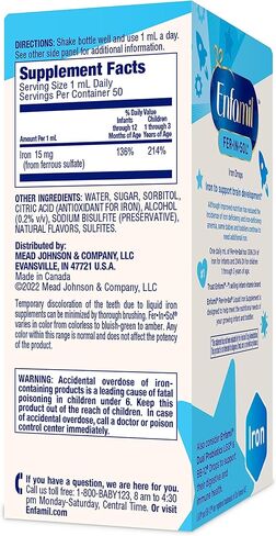 Enfamil Fer-In-Sol Iron Supplement Drops for Infants & Toddlers, Supports Brain Development, 50 mL Dropper Bottle, Pack of 2 in Saudi Arabia