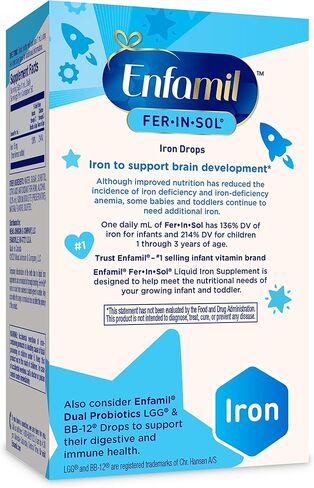 Enfamil Fer-In-Sol Iron Supplement Drops for Infants & Toddlers, Supports Brain Development, 50 mL Dropper Bottle, Pack of 2 in Saudi Arabia