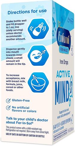 Enfamil Fer-In-Sol Iron Supplement Drops for Infants & Toddlers, Supports Brain Development, 50 mL Dropper Bottle, Pack of 2 in Saudi Arabia