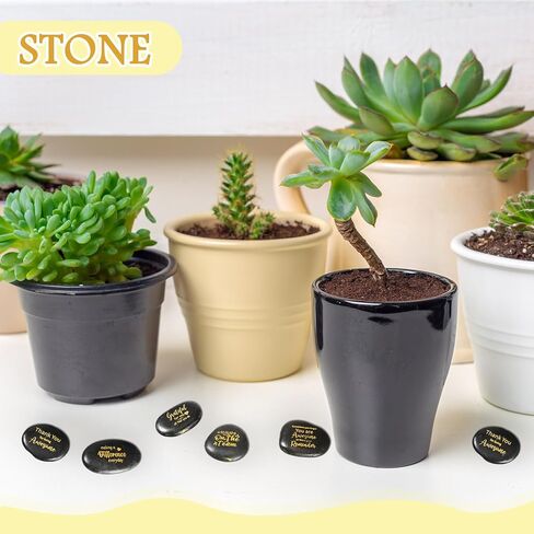 Sasylvia 12 Pcs Inspirational Engraved Rocks with Words Gift Sets 2.4-3.5 Inch Thank You Awesome Different Encouragement Words Stones with Drawstring Bags for Team Employee Coworker DIY Party Favors in Saudi Arabia