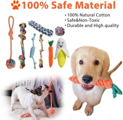 ikaufen الكلب جرو اللعب لجرو التسنين، 18pcs الحيوانات الأليفة لعب مضغ للكلاب العدوانية مع لعبة صرير الكلب، ألعاب الكلب التفاعلية ألعاب حبل الكرة وألعاب الكلب القطيفة السائبة للكلاب المتوسطة والصغيرة in Kuwait