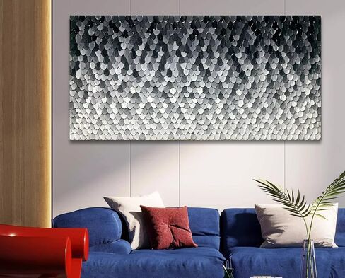 لوحات قماشية فنية من Yika، لوحة فنية جدارية ذات ملمس سميك وحديث تجريدي رائع مرسومة يدويًا لوحة زيتية تجريدية على القماش ديكور فني جداري حديث رمادي وفضي 24 × 48 بوصة in Kuwait