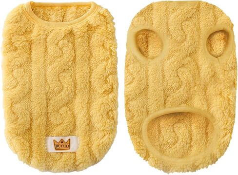 سترة شتوية للكلاب من Loyanyy ملابس قطيفة دافئة للقطط ملابس ناعمة للقطط الصغيرة للطقس البارد ملابس كلب قابلة للتمدد لطيفة أصفر متوسط in Kuwait