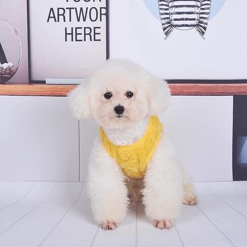 سترة شتوية للكلاب من Loyanyy ملابس قطيفة دافئة للقطط ملابس ناعمة للقطط الصغيرة للطقس البارد ملابس كلب قابلة للتمدد لطيفة أصفر متوسط in Kuwait