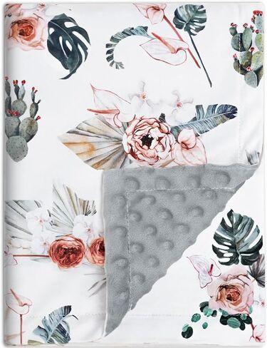BORITAR Baby Blankets for Unisex Boys Girls, Super Soft Minky Fabric Blankets with Double Layer Dotted Fleece Backing, Elegant Multicolor Flower Printed, 30x40 Inch in Kuwait
