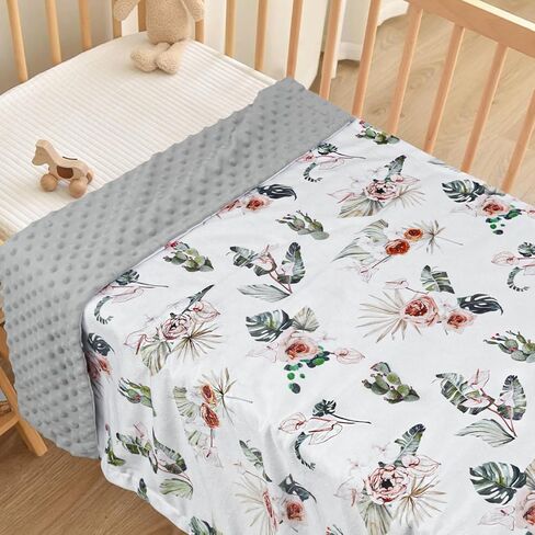 BORITAR Baby Blankets for Unisex Boys Girls, Super Soft Minky Fabric Blankets with Double Layer Dotted Fleece Backing, Elegant Multicolor Flower Printed, 30x40 Inch in Kuwait