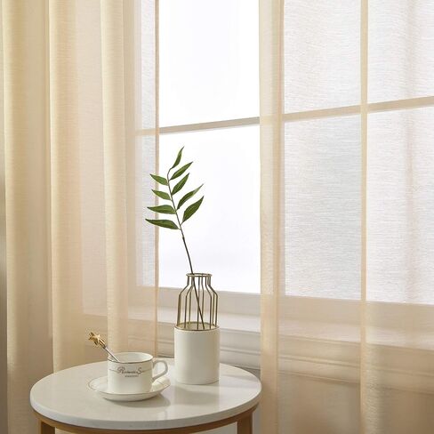 Baby Blue Sheer Curtains 84 Inch Length Set 2 Panels For Bedroom Faux Linen Sheer Drapes Solid Luxury Grommet Light Blue Textured Sheer Curtains For Living Room Basement Windows 52 X84 Inches Long in Saudi Arabia