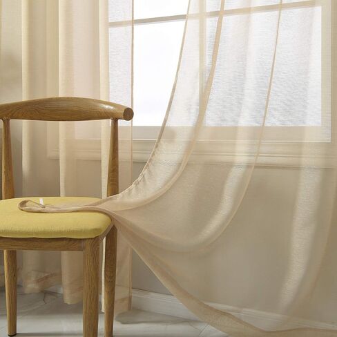 Baby Blue Sheer Curtains 84 Inch Length Set 2 Panels For Bedroom Faux Linen Sheer Drapes Solid Luxury Grommet Light Blue Textured Sheer Curtains For Living Room Basement Windows 52 X84 Inches Long in Saudi Arabia