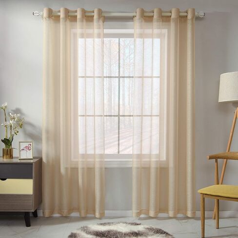 Baby Blue Sheer Curtains 84 Inch Length Set 2 Panels For Bedroom Faux Linen Sheer Drapes Solid Luxury Grommet Light Blue Textured Sheer Curtains For Living Room Basement Windows 52 X84 Inches Long in Saudi Arabia