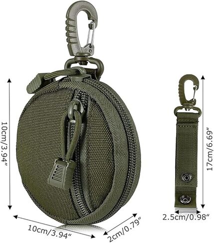 iRIIRIO 1 قطعة محفظة النقود المعدنية سلسلة المفاتيح المهنية الحقيبة مولي ملحق للرجال صغيرة مستديرة عملة حامل الحقيبة المحفظة EDC الحقيبة سماعة رأس لاسلكية حزمة أكياس المعدات العسكرية in Kuwait