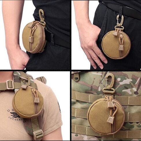 iRIIRIO 1 قطعة محفظة النقود المعدنية سلسلة المفاتيح المهنية الحقيبة مولي ملحق للرجال صغيرة مستديرة عملة حامل الحقيبة المحفظة EDC الحقيبة سماعة رأس لاسلكية حزمة أكياس المعدات العسكرية in Kuwait