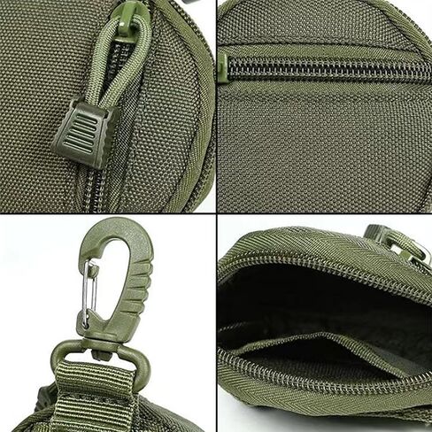 iRIIRIO 1 قطعة محفظة النقود المعدنية سلسلة المفاتيح المهنية الحقيبة مولي ملحق للرجال صغيرة مستديرة عملة حامل الحقيبة المحفظة EDC الحقيبة سماعة رأس لاسلكية حزمة أكياس المعدات العسكرية in Kuwait