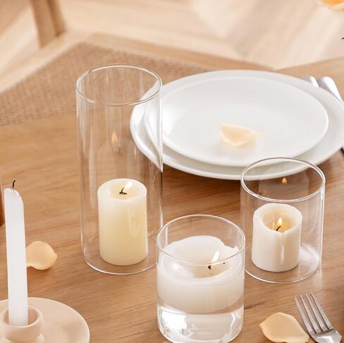 Jelofly 9PCS المزهريات اسطوانة الزجاج الشفاف للقطع المركزية 4، 8،12 بوصة طويل القامة الزجاج زهرة زهرية الإعصار حامل الشموع العائمة لديكورات الزفاف حزب الحدث ديكور المنزل الجدول in Kuwait