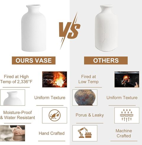 8Pcs White Vases, 5in Small White Ceramic Bud Vase Mini Pampas Grass Flowers Vases Boho Vases for Centerpieces Table Desk Decor in Kuwait