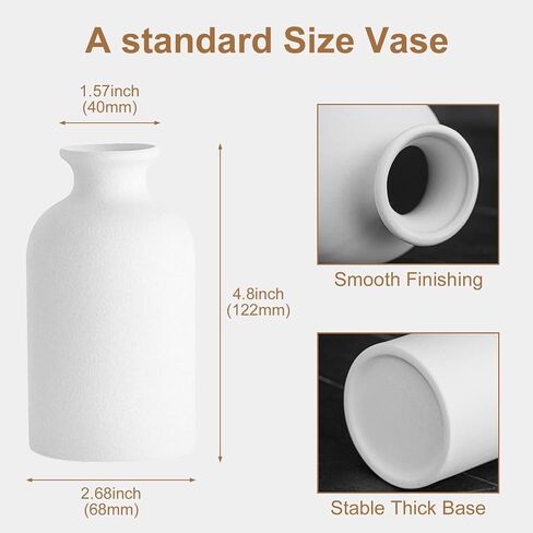 8Pcs White Vases, 5in Small White Ceramic Bud Vase Mini Pampas Grass Flowers Vases Boho Vases for Centerpieces Table Desk Decor in Kuwait