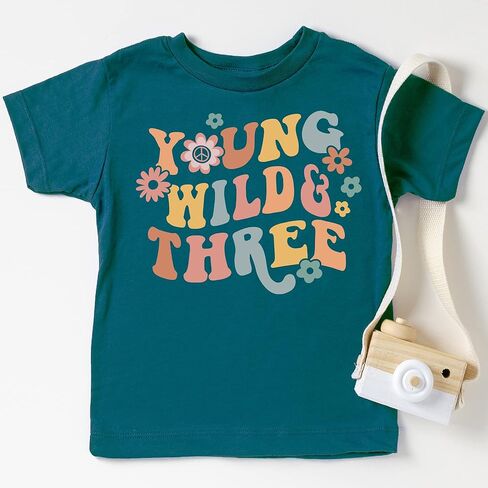 قميص عيد الميلاد الثالث الرائع من Young Wild Three Daisy Groovy للرضع والأطفال الصغار والبنات في عيد الميلاد الثالث in Kuwait