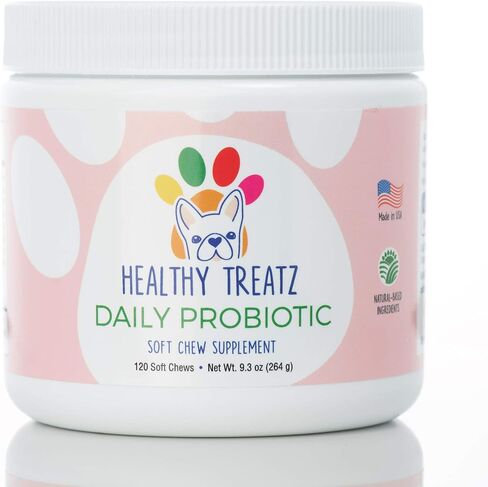 Healthy Treatz Probiotic Chews for Dogs - with Natural Digestive Supporting Enzymes for Relief of Diarrhea & Upset Stomach + Gas & Constipation - Allergy & Immune System Support in Saudi Arabia