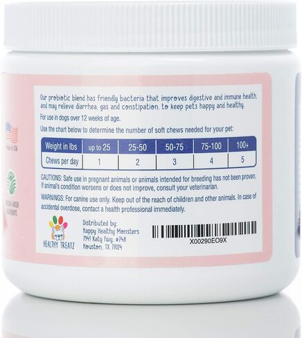 Healthy Treatz Probiotic Chews for Dogs - with Natural Digestive Supporting Enzymes for Relief of Diarrhea & Upset Stomach + Gas & Constipation - Allergy & Immune System Support in Saudi Arabia