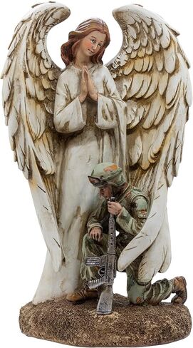 12" Guardian Angel Protecting and Praying with Soldier | Military Home Décor | Remember to Pray for Deployed Soldiers | Great Gift for Christmas and Birthdays in Saudi Arabia