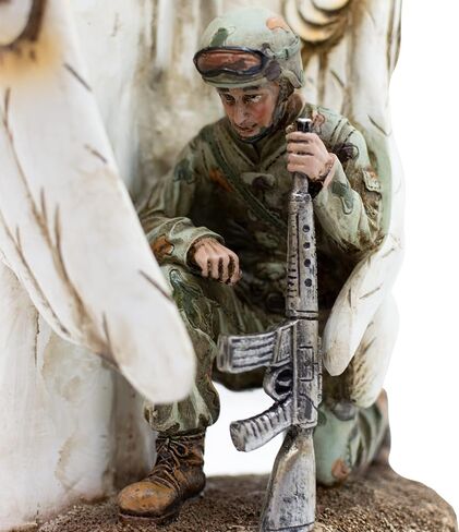 12" Guardian Angel Protecting and Praying with Soldier | Military Home Décor | Remember to Pray for Deployed Soldiers | Great Gift for Christmas and Birthdays in Saudi Arabia