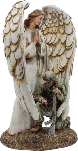 12" Guardian Angel Protecting and Praying with Soldier | Military Home Décor | Remember to Pray for Deployed Soldiers | Great Gift for Christmas and Birthdays in Saudi Arabia