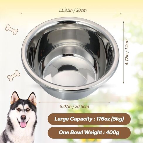 Ziliny 6 Pack 24 Cup/176 oz Extra Large Dog Bowls Bulk Stainless Steel Dog Water Bowls Heavy Duty Metal Dog Bowl Large Capacity Metal Pet Food Bowls Easy to Clean for Large and Extra Large Dogs in Saudi Arabia