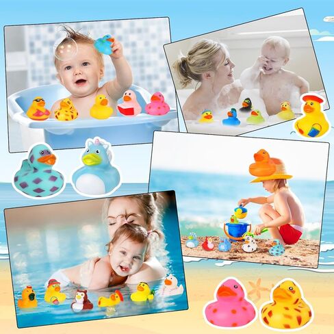ANGGIKO 25 Pack Assortment Rubber Ducks in Bulk, Mini Jeep Ducks Baby Bath Toys for Kids, Summer Beach Pool Activity, Carnival, Gifts for Birthday Halloween Christmas Party Favors (Regular Ducks) in Kuwait
