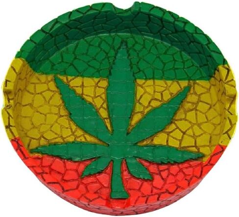 4.25" Rasta Leaf Round Ashtray in Kuwait