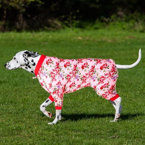 LovinPet Large Dog Onesies, Pet Anxiety Relief, Anti Licking Dog Surgery Recovery Suit Under Dog Sweater, Breathable Stretchy Fabric, Multi Floral Melon Prints Dog Pajamas L in Saudi Arabia