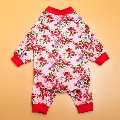 LovinPet Large Dog Onesies, Pet Anxiety Relief, Anti Licking Dog Surgery Recovery Suit Under Dog Sweater, Breathable Stretchy Fabric, Multi Floral Melon Prints Dog Pajamas L in Saudi Arabia