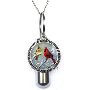 Yao0dianxku الكاردينال الطيور القلب جرة الحرق قلادة برونزية Vintge سوزان بورديت الحرق قلادة جرة للنساء هدية جيدة. Y007 in Kuwait