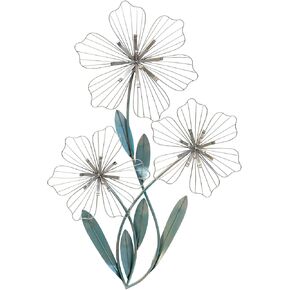 ديكور حائطي ثلاثي الزهور SHD0198 من ستراتون لديكور المنزل 18.50 عرضًا × 1.38 عمقًا × 30.00 ارتفاعًا، فضي وأزرق in Kuwait