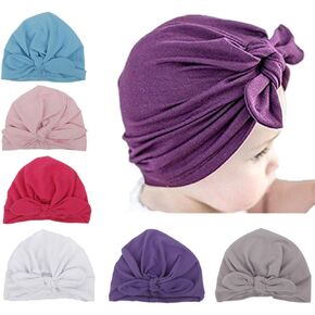 كاندسويت قبعات قطنية للبنات الصغيرات على شكل اذن ارنب للاطفال بعمر 3-36 شهر، ازرق وابيض ورمادي ووردي وارجواني داكن، 1-5T in Kuwait