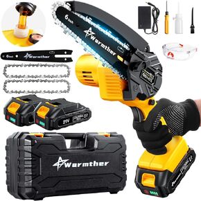 Mini Chainsaw Cordless 6 Inch, Electric Chain Saw with Battery Powered 2 Pcs 21V Rechargeable Super Saw for Wood Cutting Tree Trimming Pruning, Upgrade 2024 in Kuwait