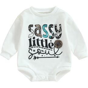 Rarjuiey Newborn Baby Girl Outfits Sweatshirts Romper Bubble Pullover Onesie Sassy Little Soul Toddler T-shirt Fall Clothes