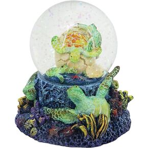 SEAKINGDOM YHH Decorative Sea Turtle 65mm Snow Globe. 3D Resin Sea Turtle Baby and Mother Desiging. Underwater Collection. Ocean Life Sea Turtle Figurine (Purple)