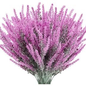 TENCHY 12 Bundles Artificial Lavender Flowers No Fade UV Resistant Fake Plastic Flowers Bouquet for Wedding Home Office Decoration- Indoor/Outdoor Use (Fuchsia) in Kuwait