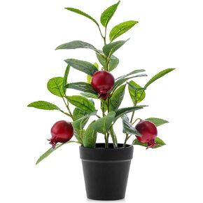 Woration Artificial Orange Plant Potted 13.8inches Small Faux Fruit Orange Tree Bonsai with Black Pot Table Centerpiece Farmhouse Style Home Office Desk Shelf Decoration Indoor