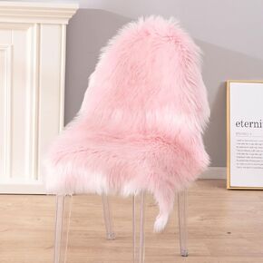 Carvapet Faux Sheepskin Fur Rug Luxury Soft Chair Cover Couch Seat Cushioned Fake Fur Pad Plush Area Rugs Bedside Throw Rug for Bedroom and Living Room, 2ft x 3ft, Khaki