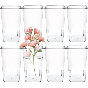 uyoyous 8 Pcs Plastic Vase Acrylic Flower Vase Clear Vase Square Tapered Flower Vases for Centerpieces 5.1 x 9 Inch Tall for Home, Wedding, Events, Party, Office Decor in Saudi Arabia