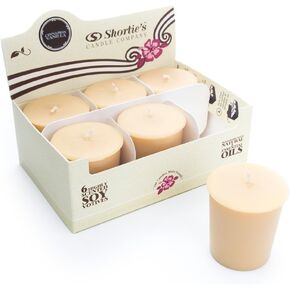 Vanilla Bean Soy Votive Candles - Scented with Natural Fragrance Oils - 6 Beige Natural Votive Candle Refills - Bakery & Food Collection