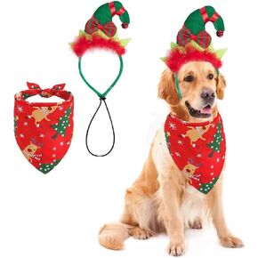 شريط رأس قزم للحيوانات الاليفة من انياك، اكسسوارات زي قزم الكلاب والجراء والكريسماس والعطلة، مجموعة ملابس راس ووشاح للكلاب الصغيرة والمتوسطة والكبيرة in Kuwait