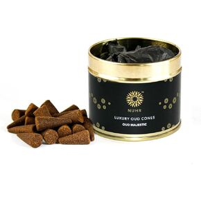 مجموعة NUHR Home مكونة من 20 مخروطًا فاخرًا من بخور العود المهيب، مصنوعة من خشب العود الطبيعي الأصلي للعلاج بالروائح العطرية والانتعاش والتأمل وتخفيف التوتر in Kuwait