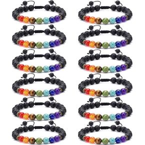 Jewdreamer 12 قطعة سوار الخرز للنساء والرجال الحمم البركانية شقرا النفط حجر الناشر أساور اليوغا الروائح العلاجية الأساسية الحجر الطبيعي سوار العين الشريرة 8 مم in Kuwait