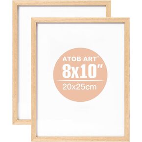 ATOBART 8x10 OAK Natural Wood Photo Frame,6 Pack Picture Frames Real Glass front Wall Hanging Gallery for Wall and Tabletop Display,set of 6