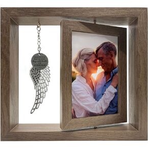 Memorial Picture Frame 4X6, Sympathy Photo Frame for Loss of Mom Dad Loved One, Rotatable Bereavement Frame for Picture with Angel Wing, Memorial Condolence Remembrance Gifts for Grieving