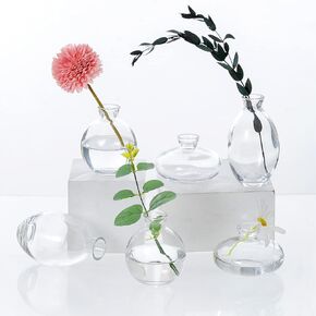 Glass Bud Vases, Set of 6 Green Vases for Flowers Small Flower Vases in Bulk for Wedding Centerpieces Floral Arrangements Living Room Home Decoration in Kuwait